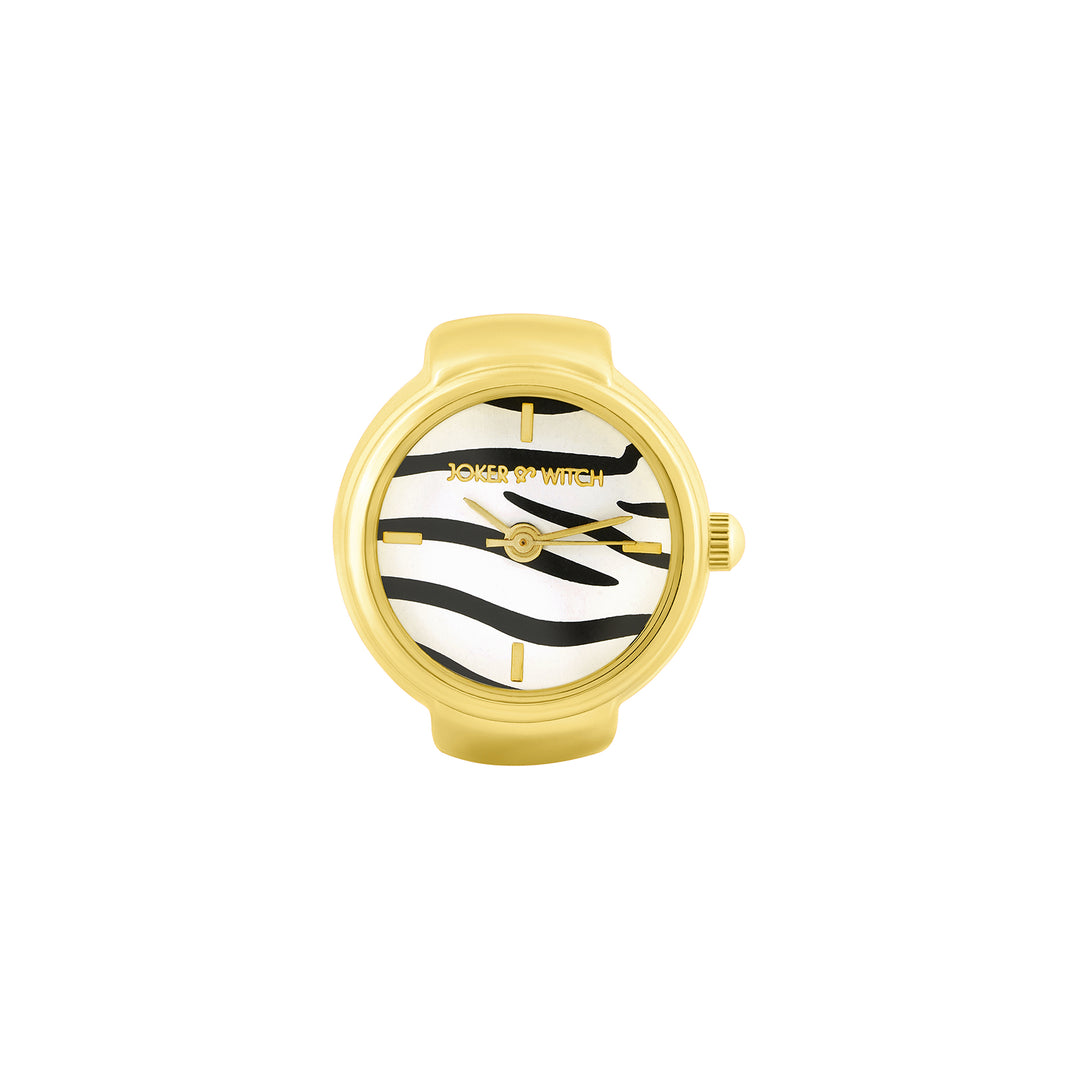 Savanna Zebra Mini Dial Gold Women's Ring Watch