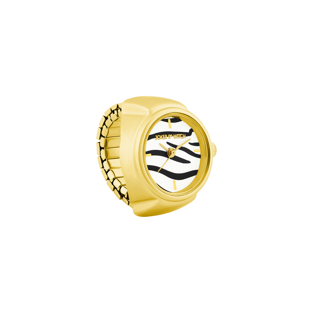Savanna Zebra Mini Dial Gold Women's Ring Watch