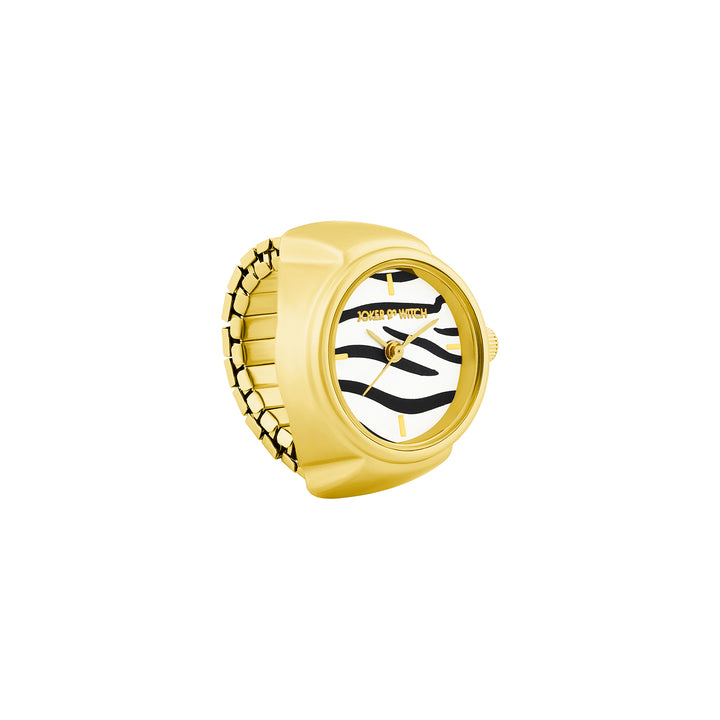 Savanna Zebra Mini Dial Gold Women's Ring Watch