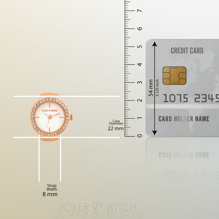 Savanna White Mini Rhinestone Dial Rose Gold Women's Ring Watch