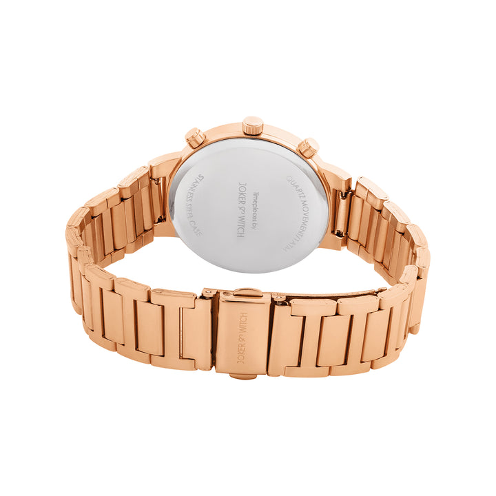 Darleen White Medium Rhinestone Dial Rose Gold Linked Chain Strap Women's Watch