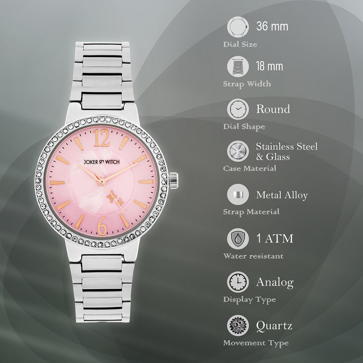 Mirage Pink Medium Dial Silver Linked Chain Strap Women's Watch