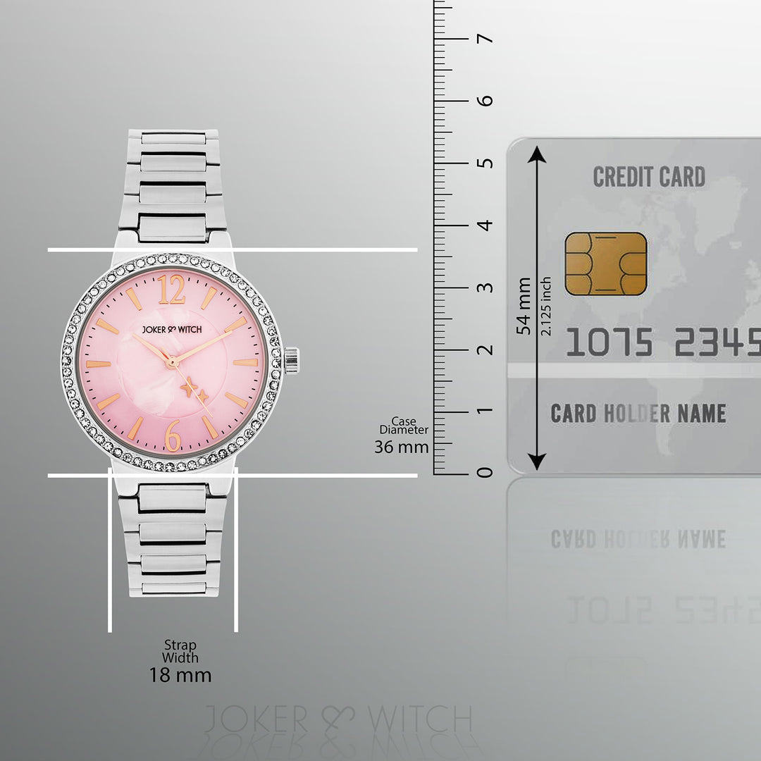 Mirage Pink Medium Dial Silver Linked Chain Strap Women's Watch