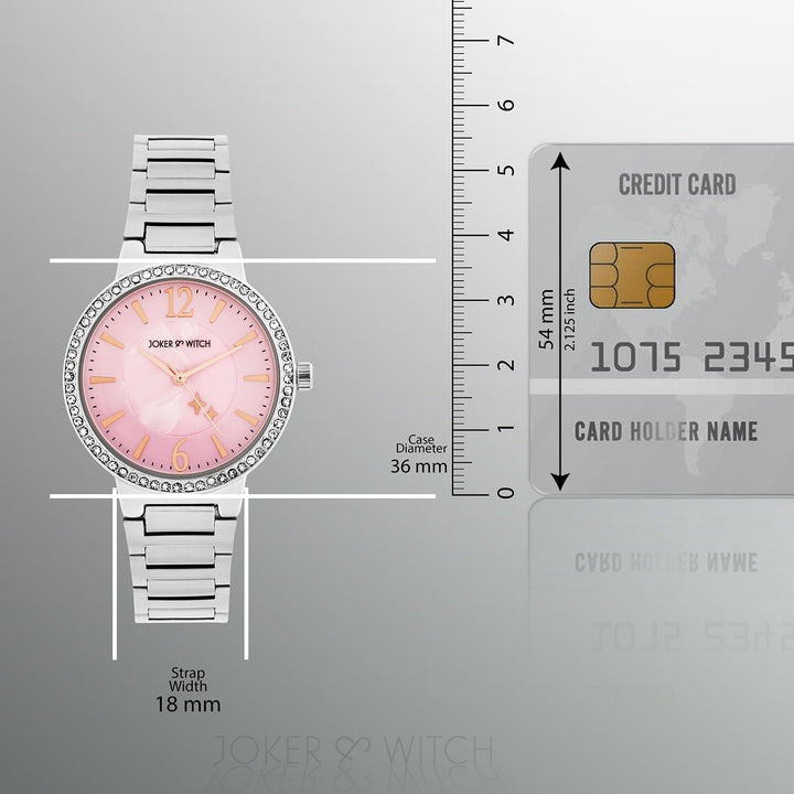 Mirage Pink Medium Dial Silver Linked Chain Strap Women's Watch