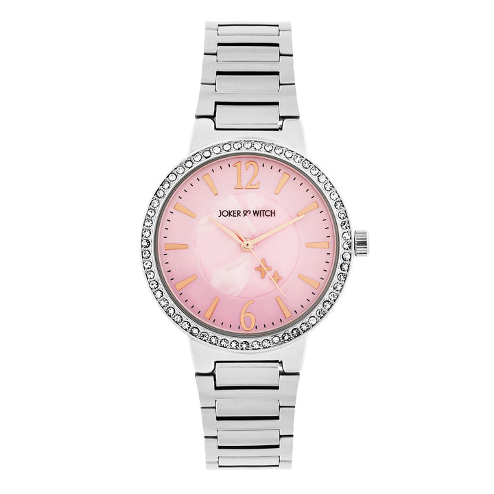 Mirage Pink Medium Dial Silver Linked Chain Strap Women's Watch