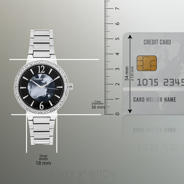 Mirage Black Medium Dial Silver Linked Chain Strap Women's Watch