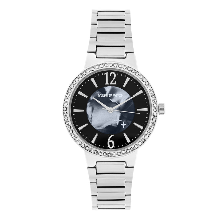Mirage Black Medium Dial Silver Linked Chain Strap Women's Watch