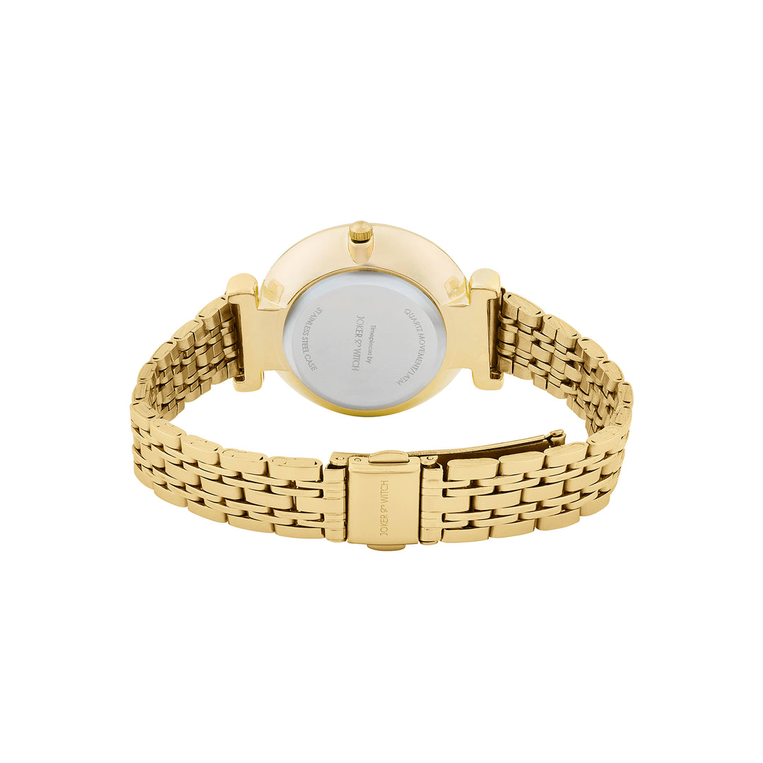 Opaline White Medium Rhinestone Dial Gold Linked Chain Strap Women's Watch