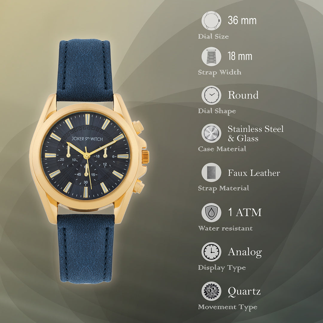 Soleil Blue Medium Dial PU Strap Women's Watch