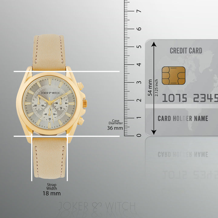 Soleil Silver Medium Dial Beige PU Strap Women's Watch