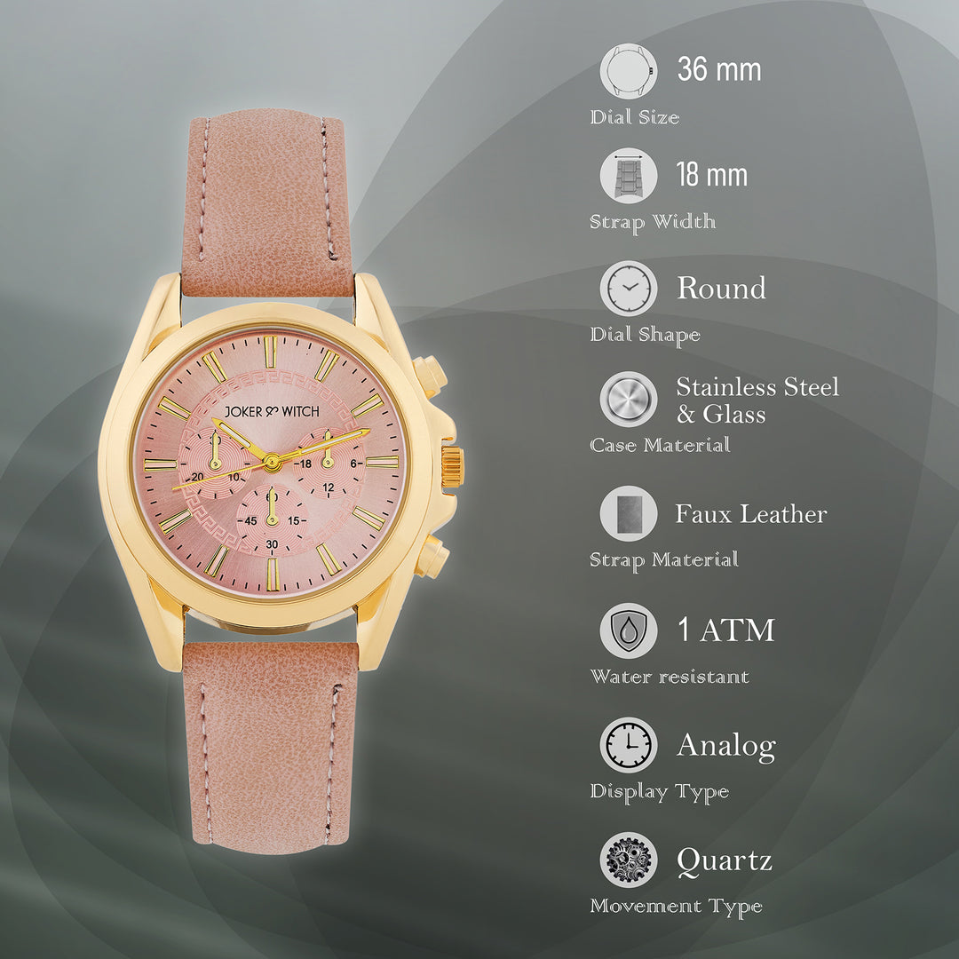 Soleil Pink Medium Dial PU Strap Women's Watch