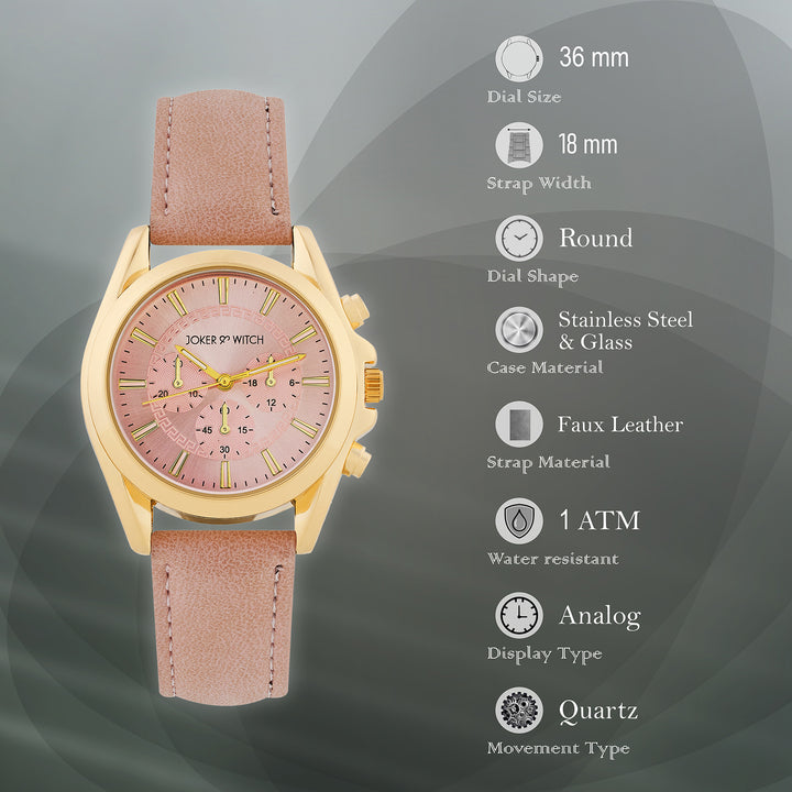 Soleil Pink Medium Dial PU Strap Women's Watch