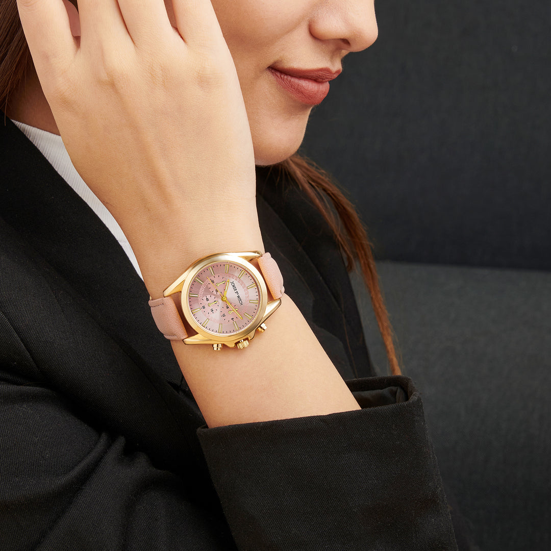 Soleil Pink Medium Dial PU Strap Women's Watch