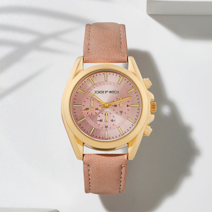 Soleil Pink Medium Dial PU Strap Women's Watch