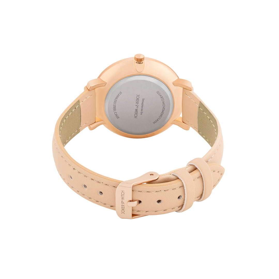 Giselle Beige Medium Rhinestone Dial PU Strap Women's Watch