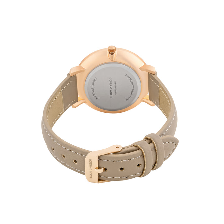 Giselle Taupe Medium Rhinestone Dial PU Strap Women's Watch