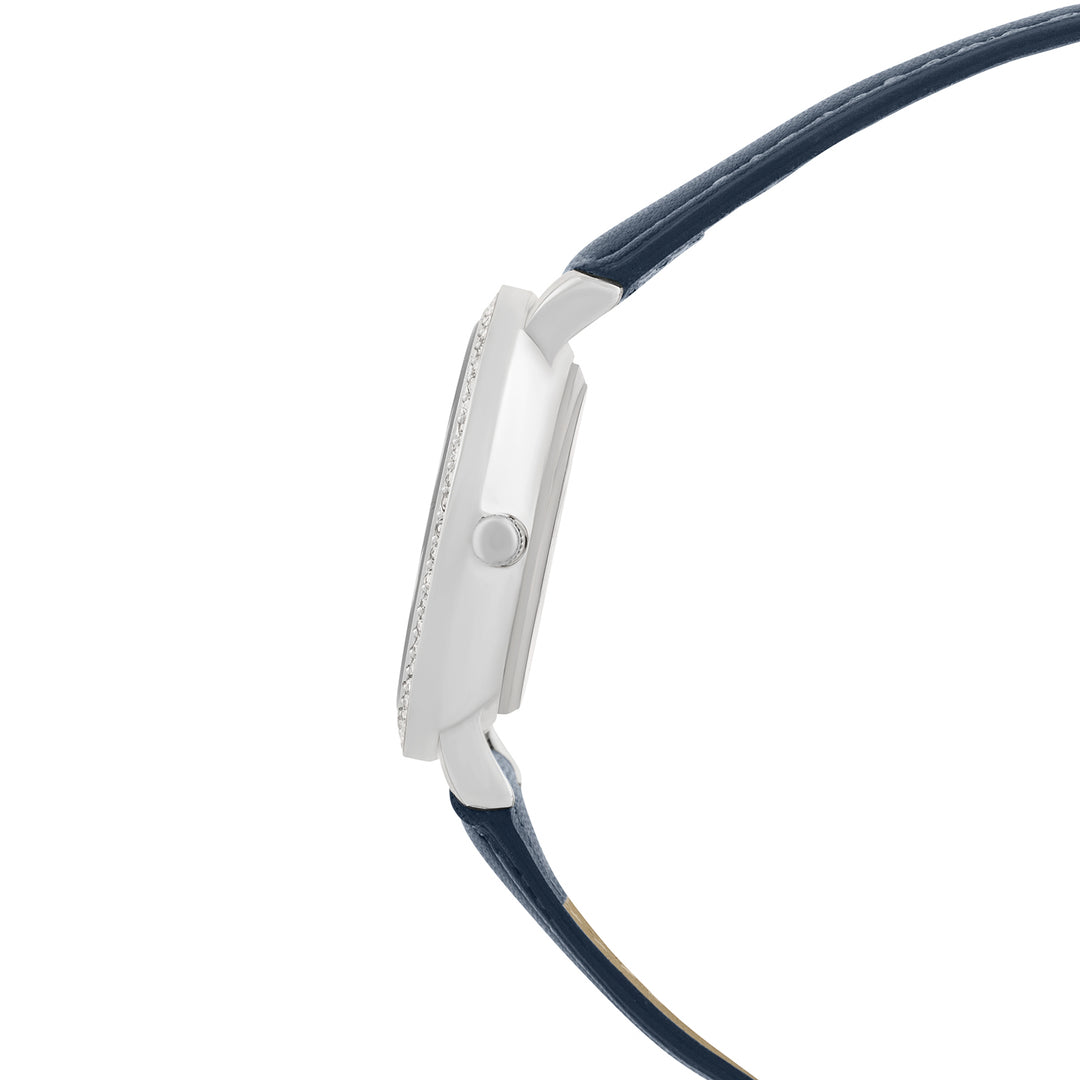 Giselle Blue Medium Rhinestone Dial PU Strap Women's Watch