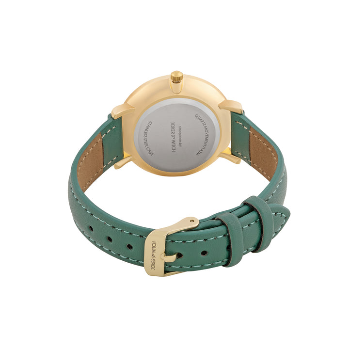 Giselle Green Medium Rhinestone Dial PU Strap Women's Watch