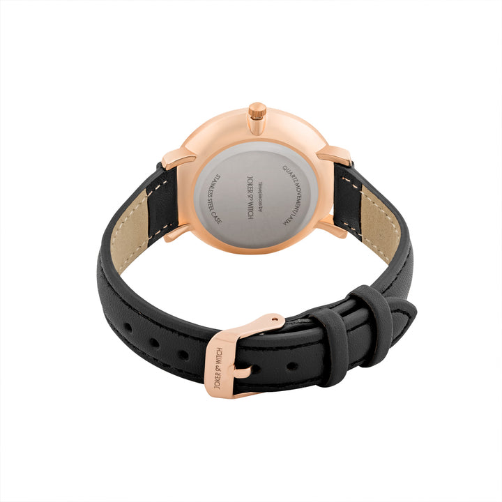 Giselle Black Medium Rhinestone Dial PU Strap Women's Watch