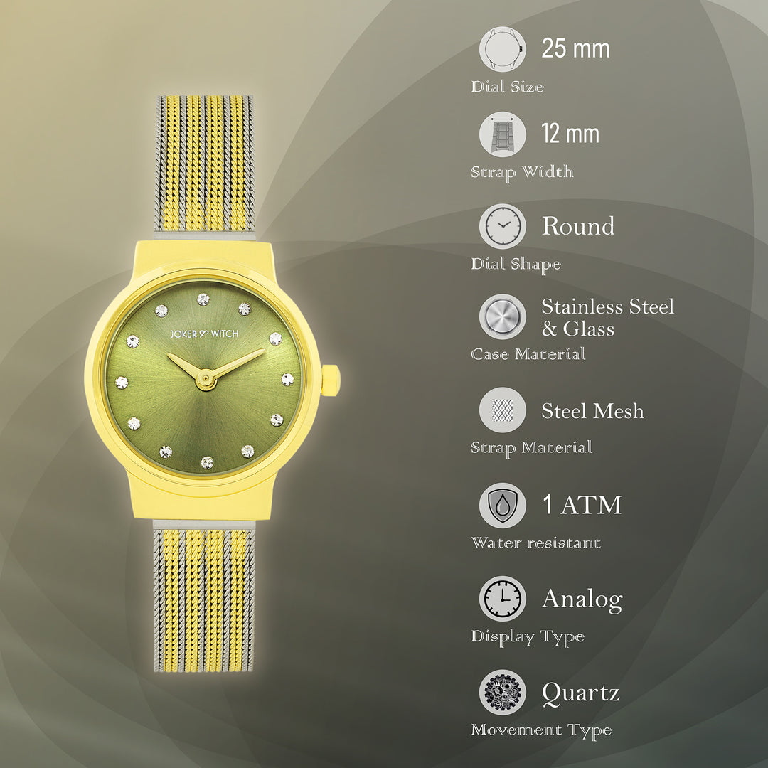 Serena Olive Mini Dial Dual Tone Mesh Strap Women's Watch