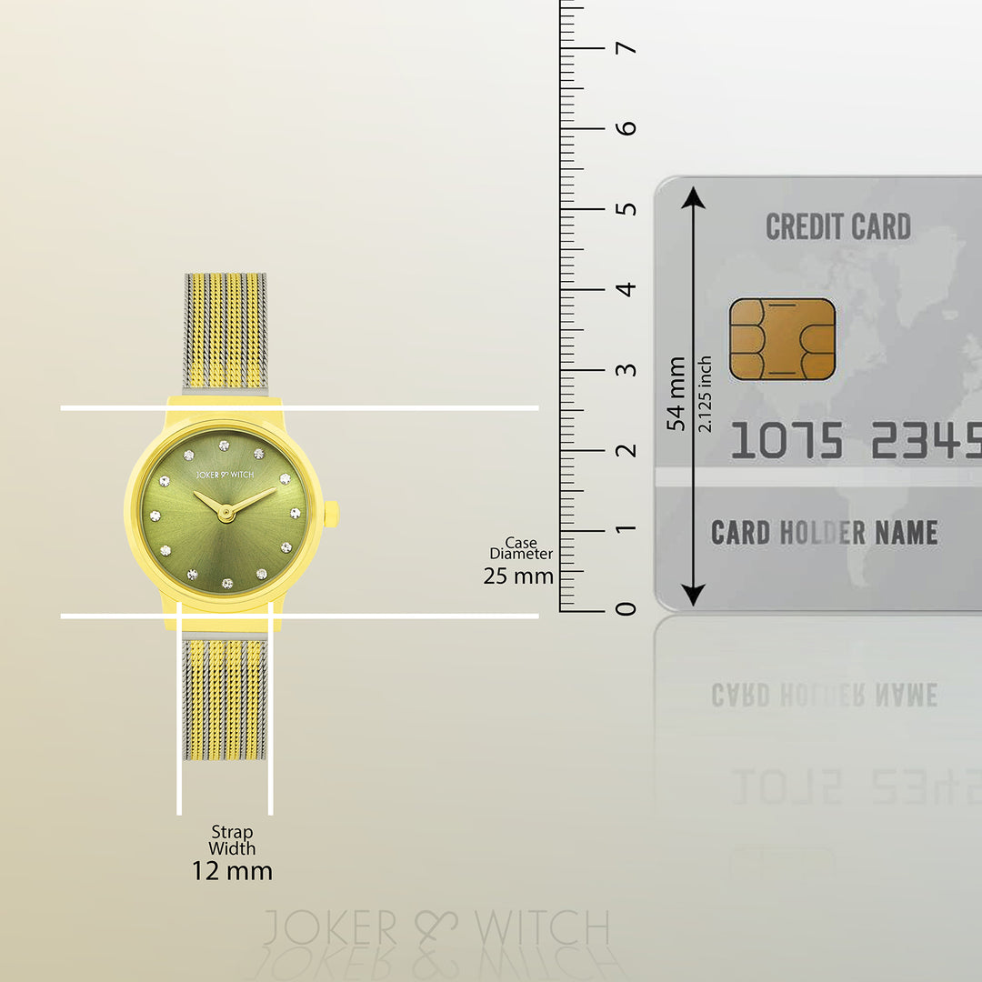 Serena Olive Mini Dial Dual Tone Mesh Strap Women's Watch