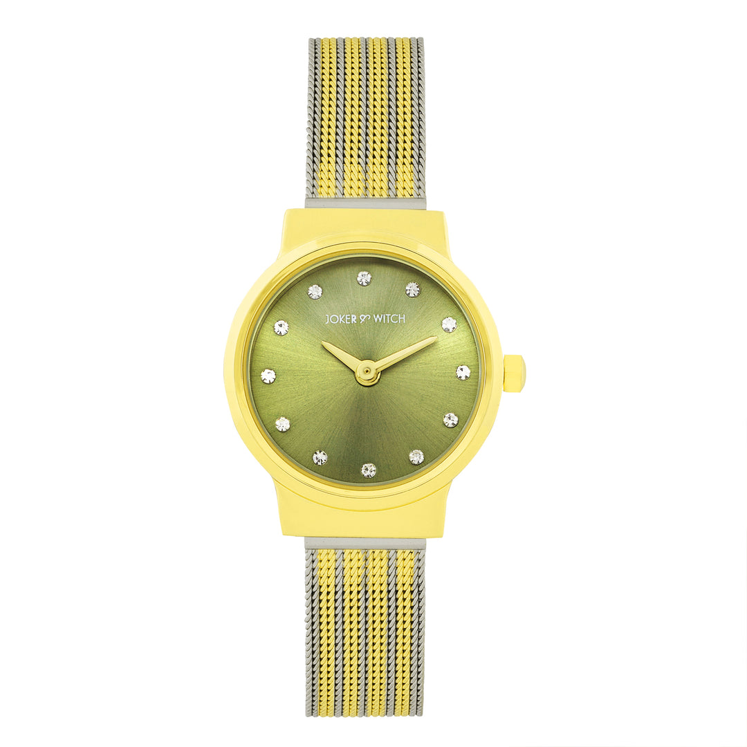 Serena Olive Mini Dial Dual Tone Mesh Strap Women's Watch