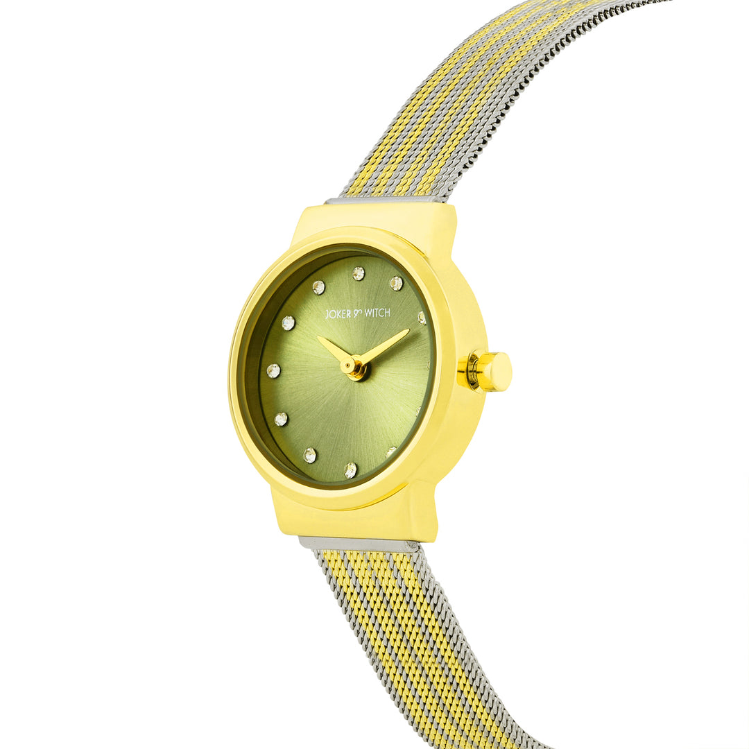 Serena Olive Mini Dial Dual Tone Mesh Strap Women's Watch