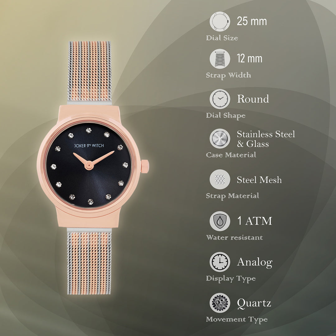 Serena Blue Mini Dial Dual Tone Mesh Strap Women's Watch