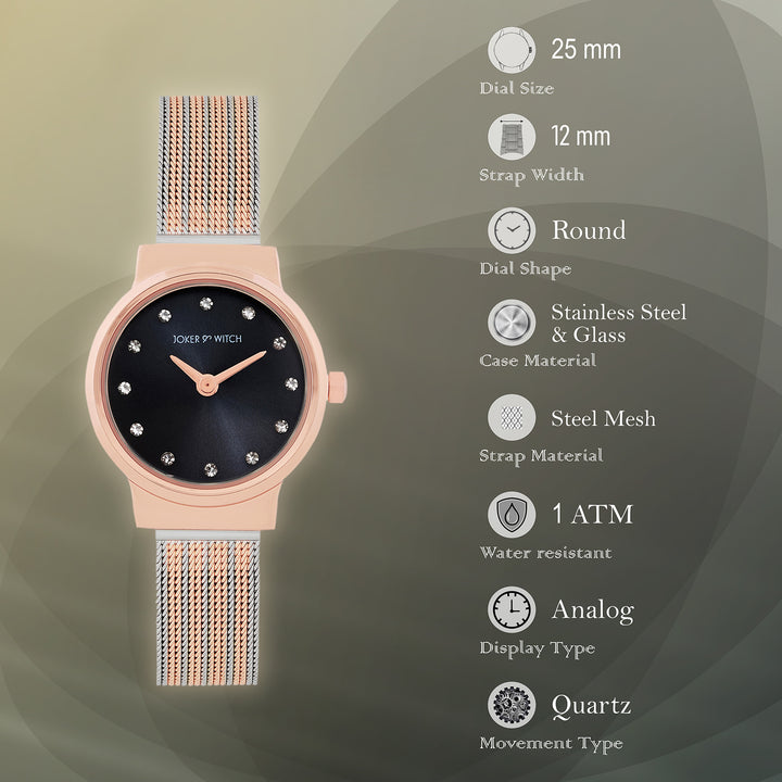 Serena Blue Mini Dial Dual Tone Mesh Strap Women's Watch