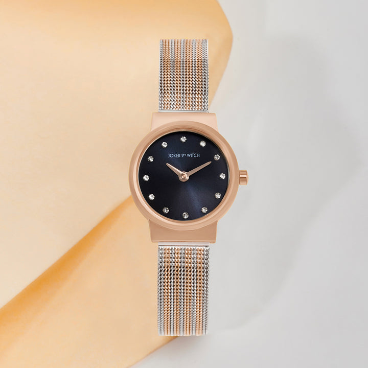 Serena Blue Mini Dial Dual Tone Mesh Strap Women's Watch