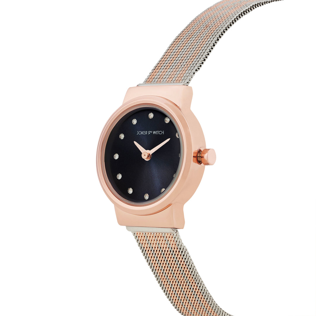 Serena Blue Mini Dial Dual Tone Mesh Strap Women's Watch