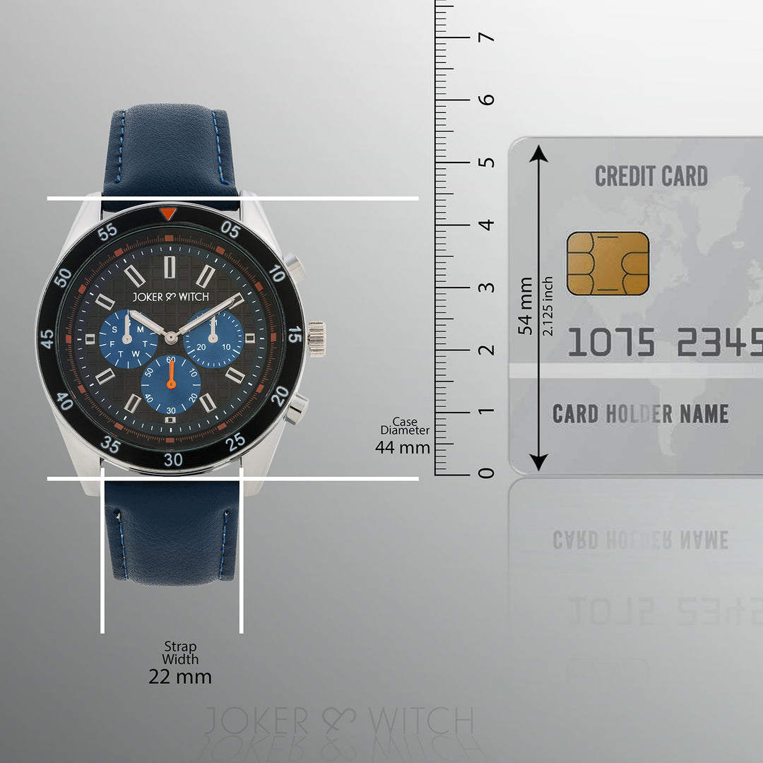 Cobalt Black XLarge Dial Blue PU Strap Men's Watch