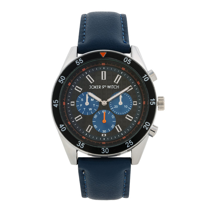 Cobalt Black XLarge Dial Blue PU Strap Men's Watch