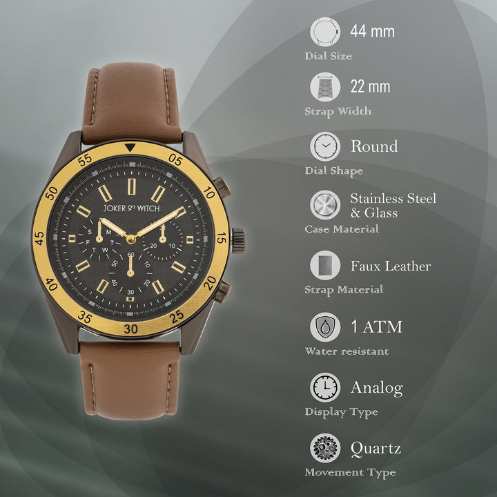 Cobalt Black XLarge Dial Brown PU Strap Men's Watch