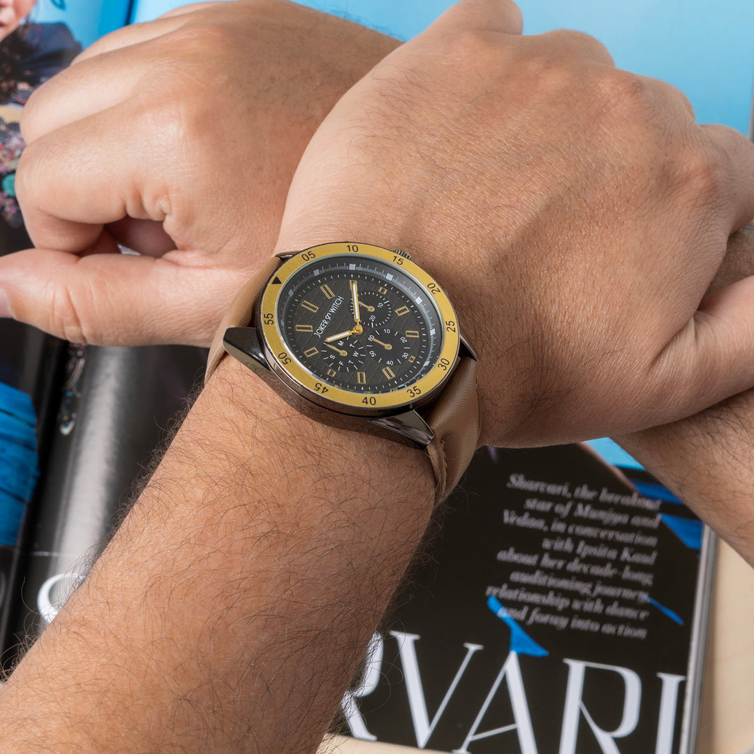 Cobalt Black XLarge Dial Brown PU Strap Men's Watch