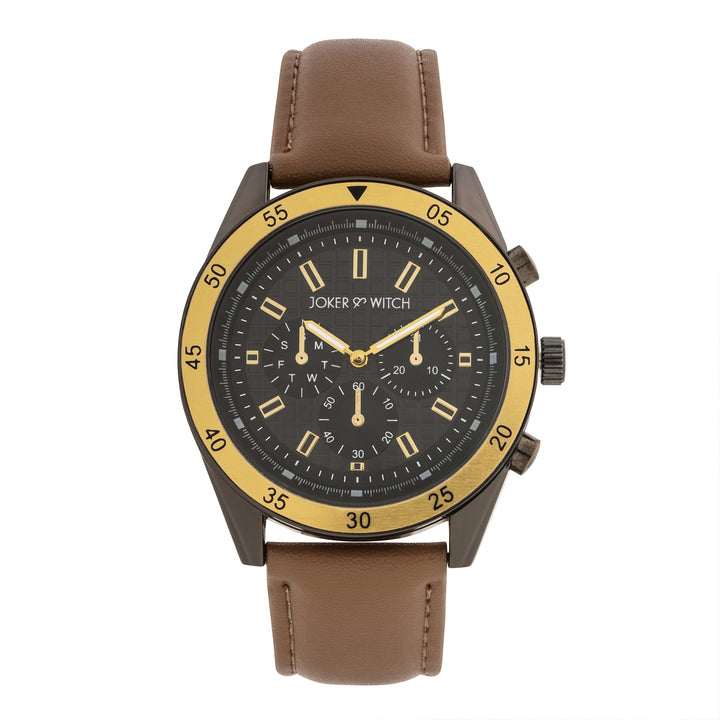 Cobalt Black XLarge Dial Brown PU Strap Men's Watch