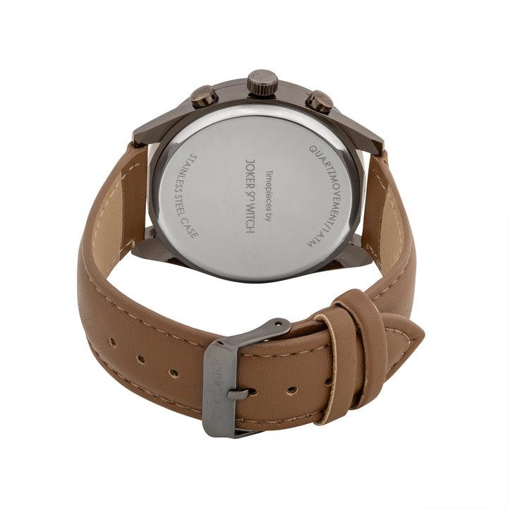 Cobalt Black XLarge Dial Brown PU Strap Men's Watch