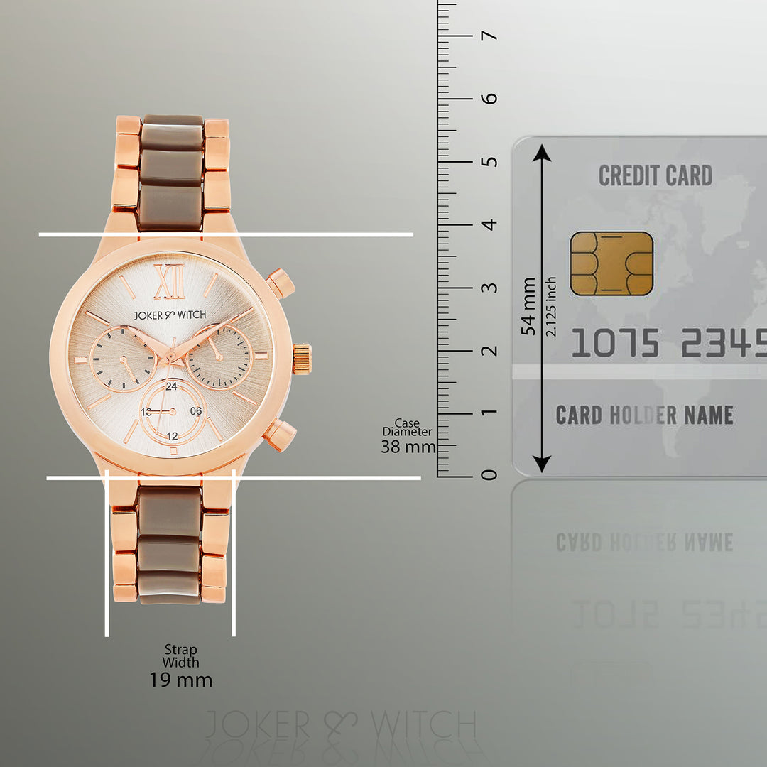 Clara Silver Large Dial Dual Tone Linked Chain Strap Women's Watch