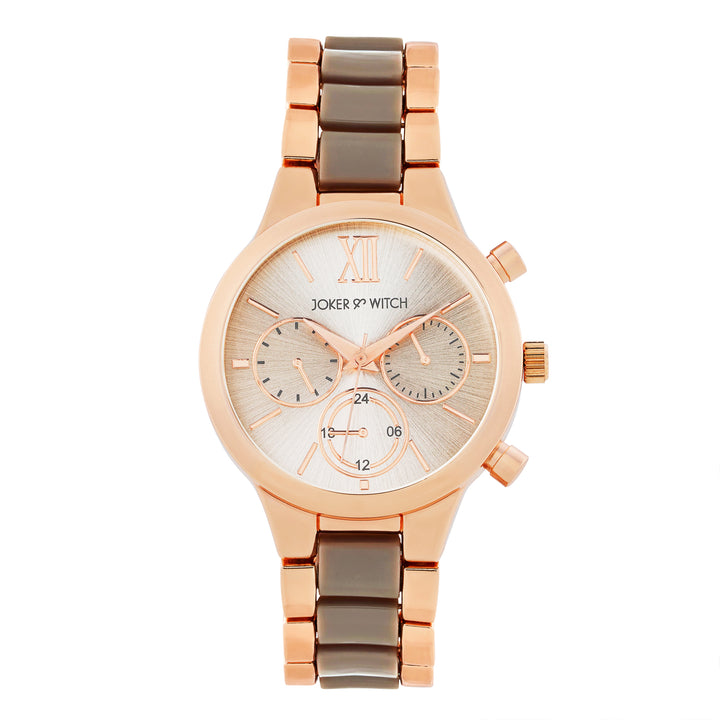 Clara Silver Large Dial Dual Tone Linked Chain Strap Women's Watch