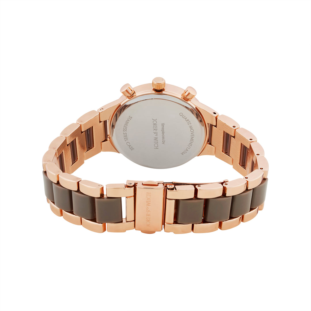 Clara Silver Large Dial Dual Tone Linked Chain Strap Women's Watch