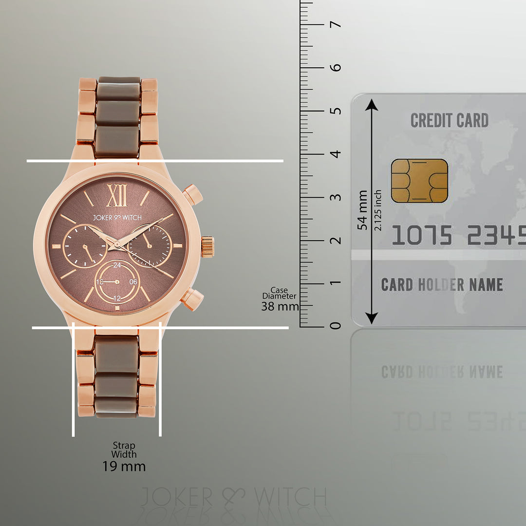 Clara Taupe Large Dial Dual Tone Linked Chain Strap Women's Watch