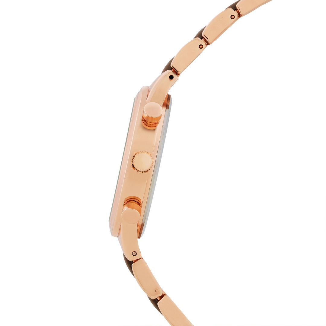 Clara Taupe Large Dial Dual Tone Linked Chain Strap Women's Watch