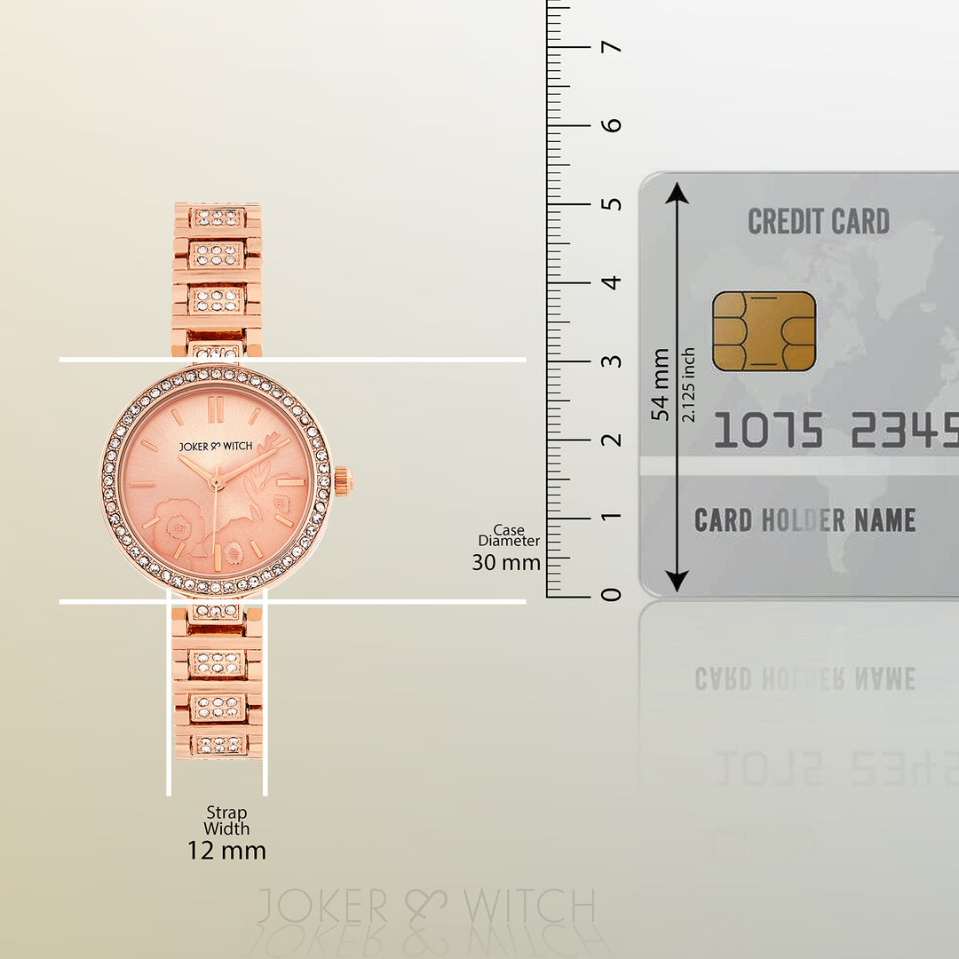 Astrielle Rose Gold Small Rhinestone Dial Linked Chain Strap Women's Watch