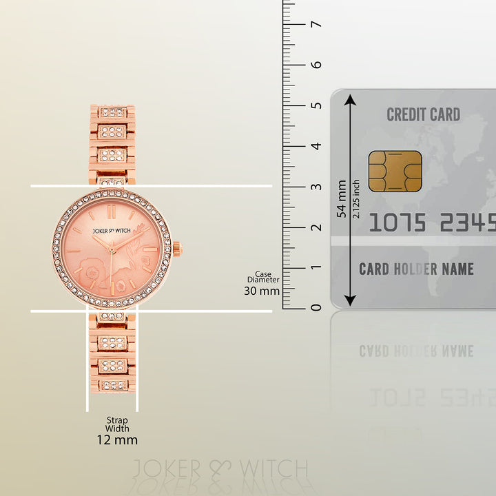 Astrielle Rose Gold Small Rhinestone Dial Linked Chain Strap Women's Watch