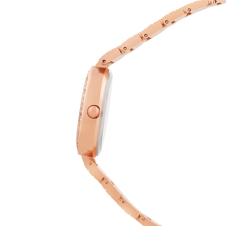 Astrielle Rose Gold Small Rhinestone Dial Linked Chain Strap Women's Watch