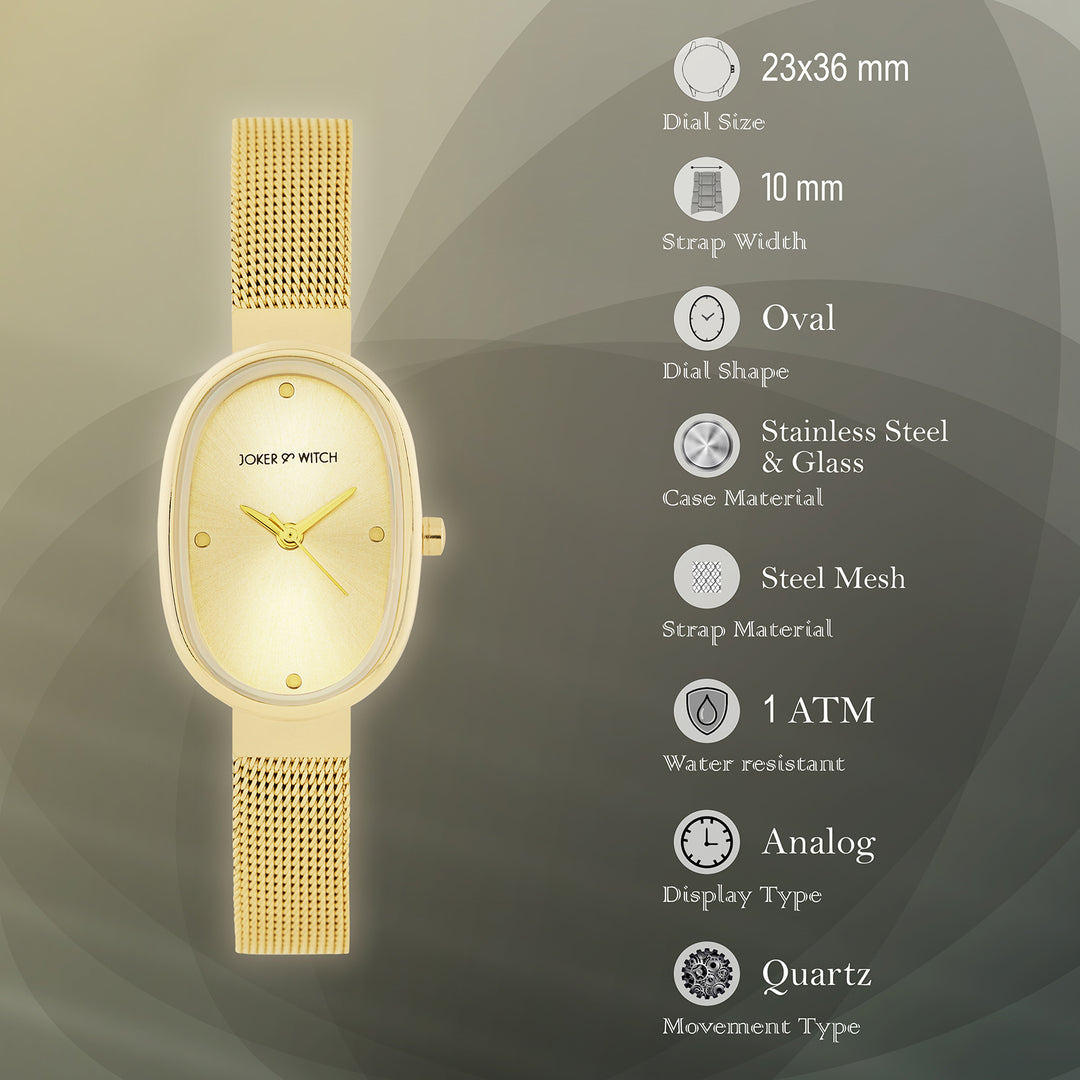 Enola Gold Small Oval Dial Mesh Strap Women's Watch