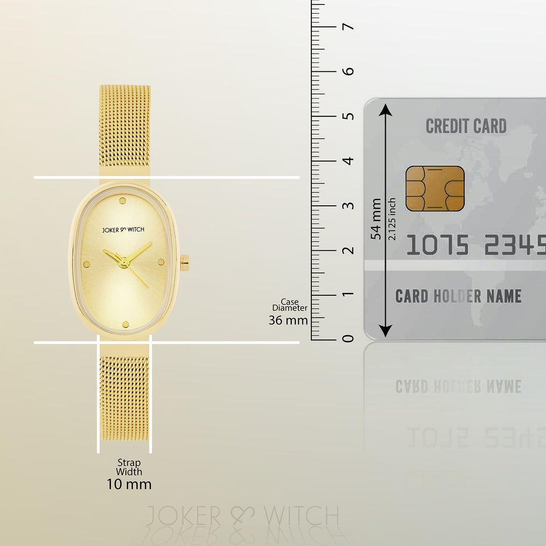 Enola Gold Small Oval Dial Mesh Strap Women's Watch