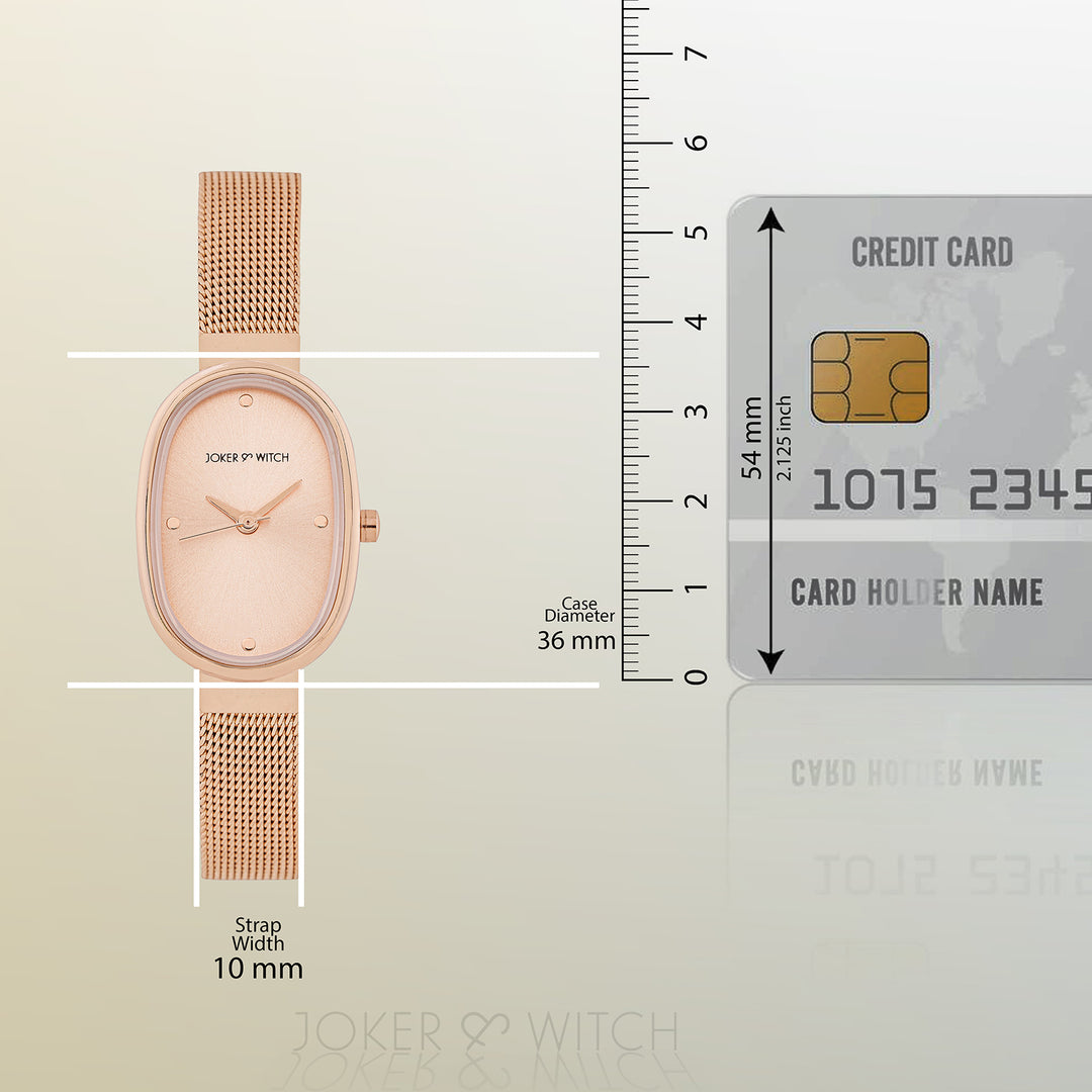 Enola Sunray Rose Gold Small Oval Dial Mesh Strap Women's Watch