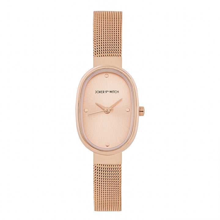 Enola Sunray Rose Gold Small Oval Dial Mesh Strap Women's Watch