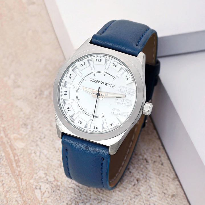 Kodiak White Large Dial Blue PU Strap Men's Watch